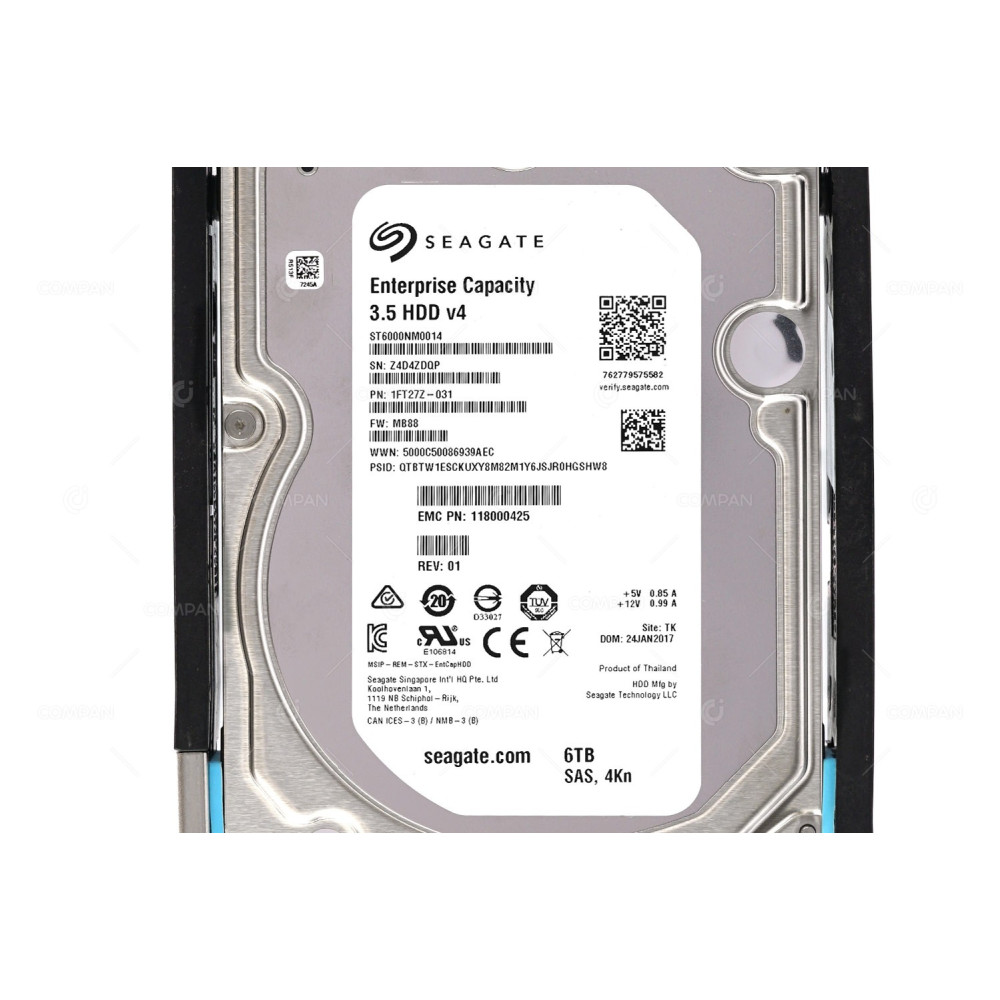 005051615 EMC HDD 6TB 7.2K SAS 12G 3.5'' LFF HOT-SWAP FOR EMC UNITY